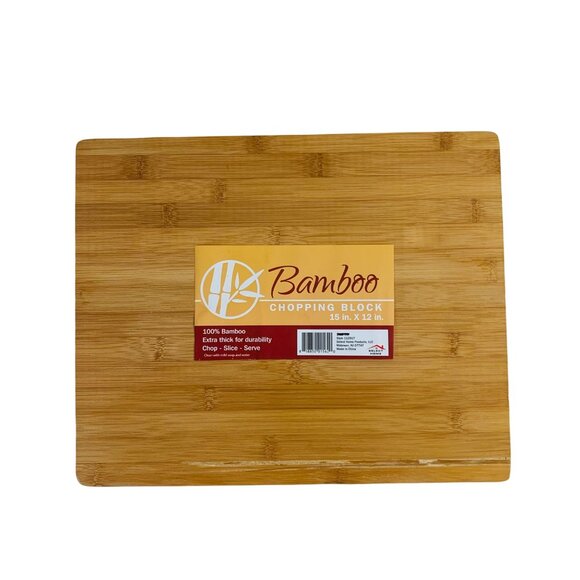 Large Bamboo Chopping Block Extra Thick 15 x 12 Inch Kitchen Tools Cutting Board - Picture 5 of 9